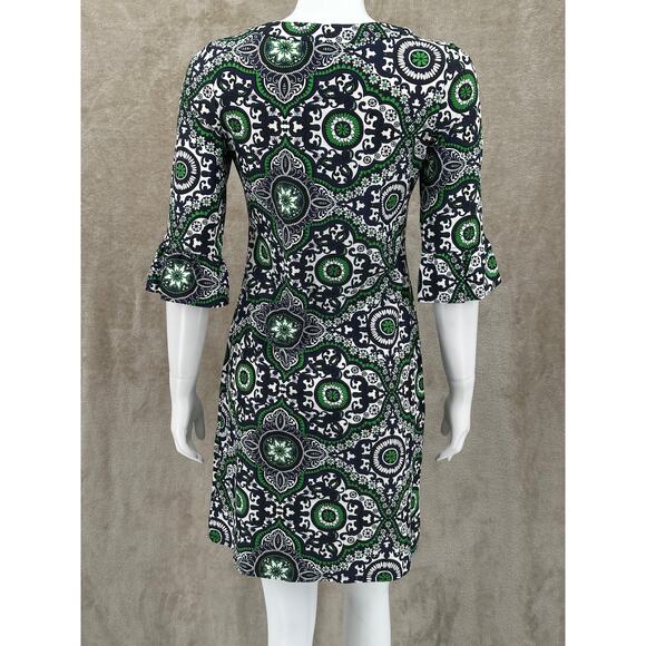 Jude Connally Dress Womens Small Green Navy Shift Geometric Jude Cloth Stretch - Picture 5 of 10